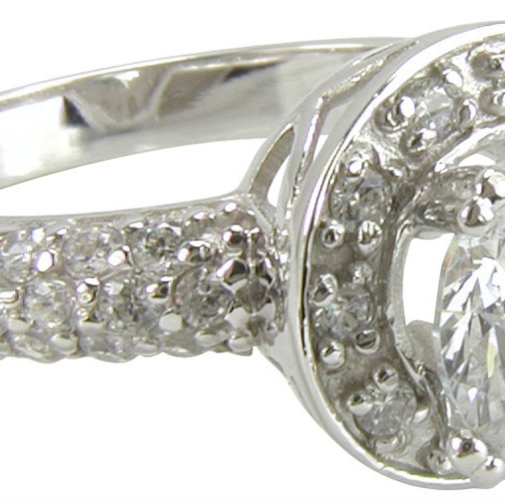 Contigo 2 Carat Round Cubic Zirconia Pave Halo Solitaire Engagement Ring Sz 5